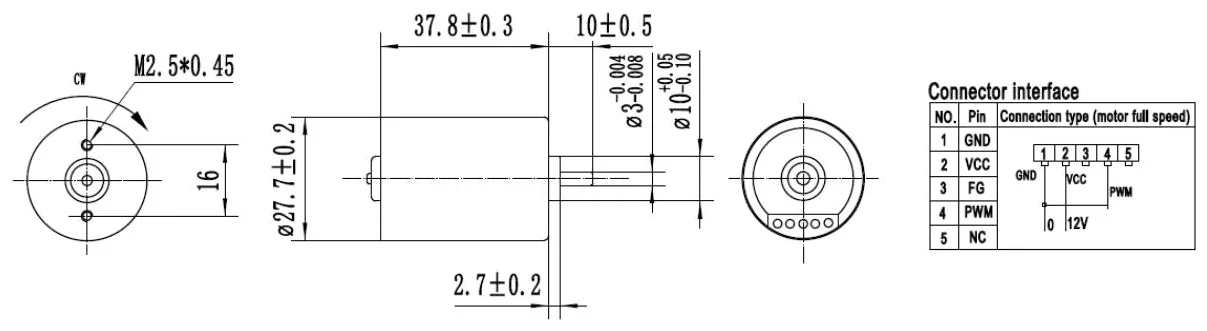 Outline drawing of the HS2838BL