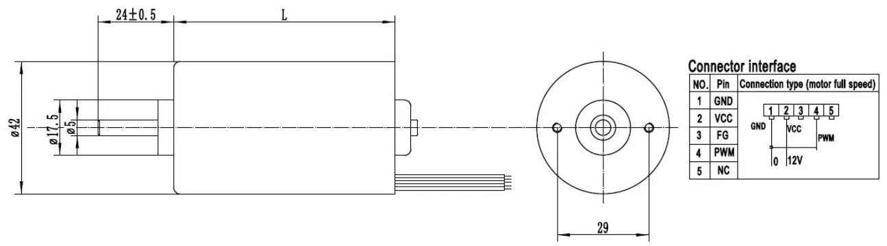 Outline drawing of the HS42BL
