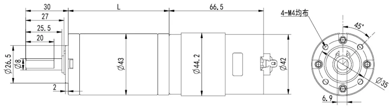 Outline drawing of the HS42JSX-775