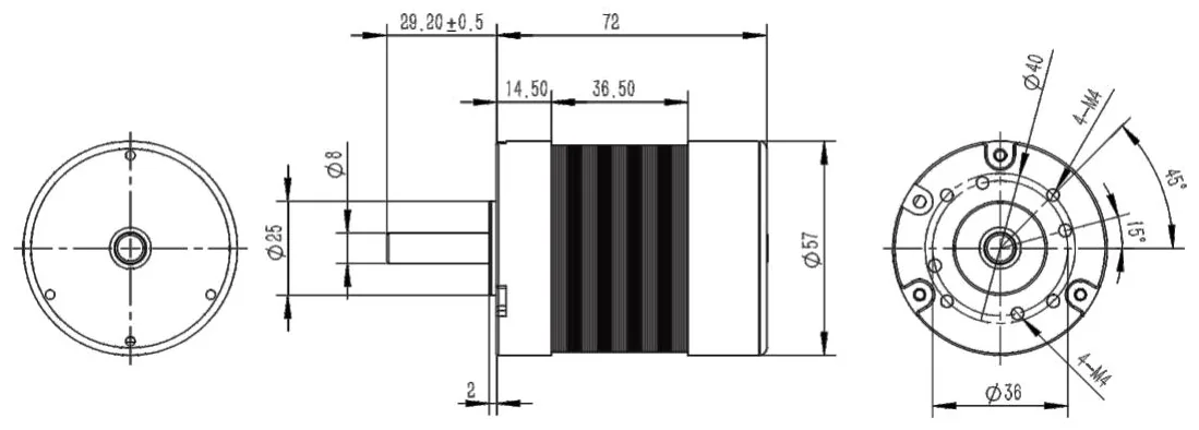 Outline drawing of the HS57BL
